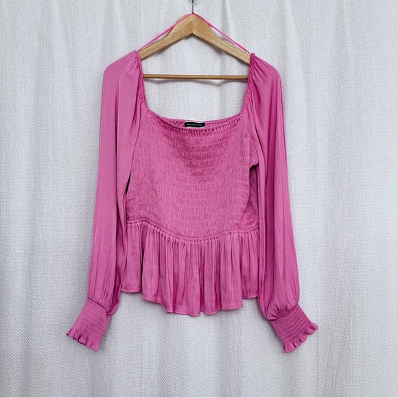 Chic Pink Women's Blouse with Ruffle Details - Picture 1 of 6